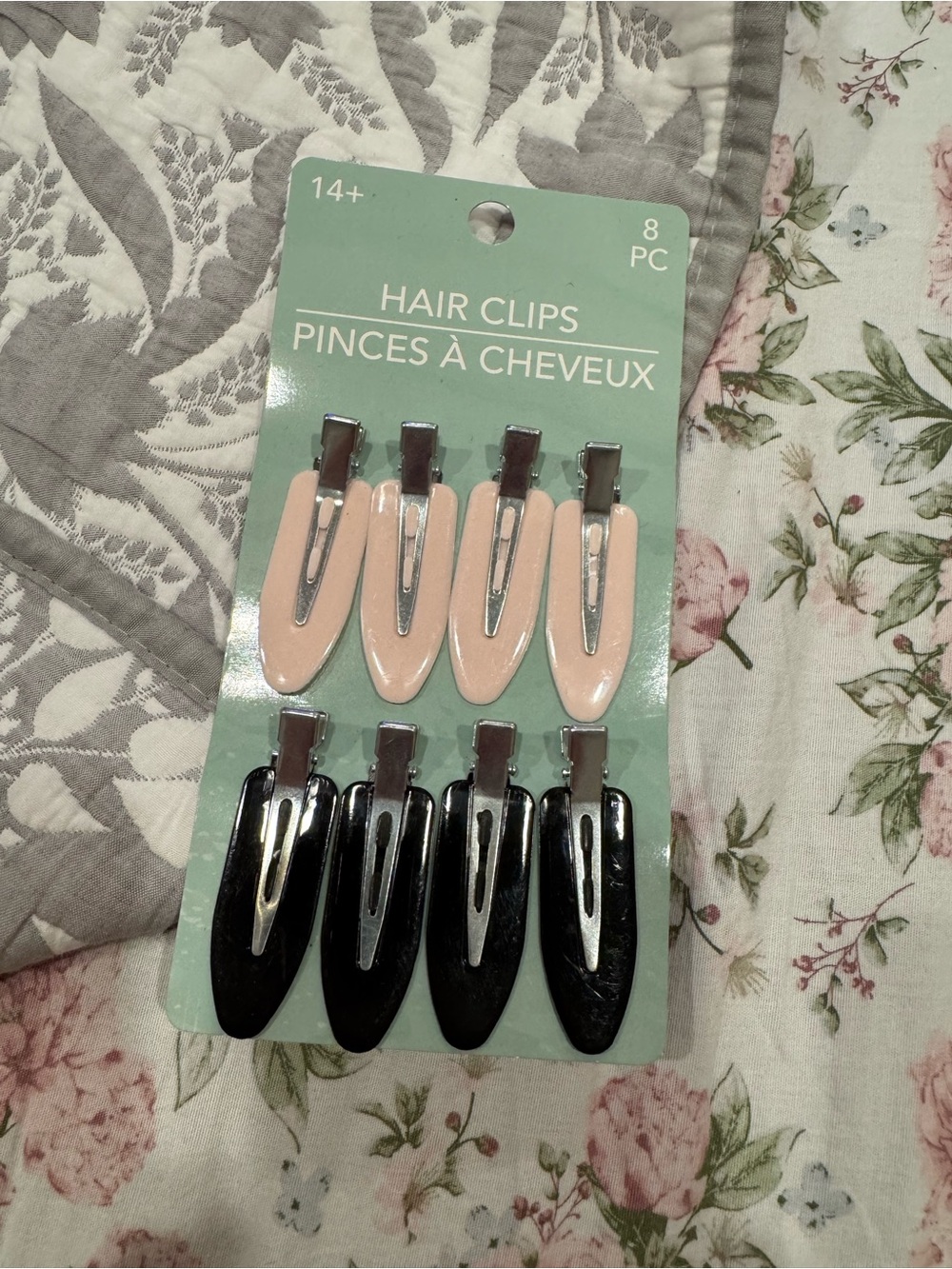 8-Pack Hair Clips - Blush Pink & Black